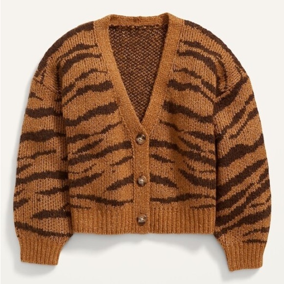 Old Navy Cropped Textured Jacquard Button-Front Cardigan Sweater for Girls Small - Picture 1 of 5